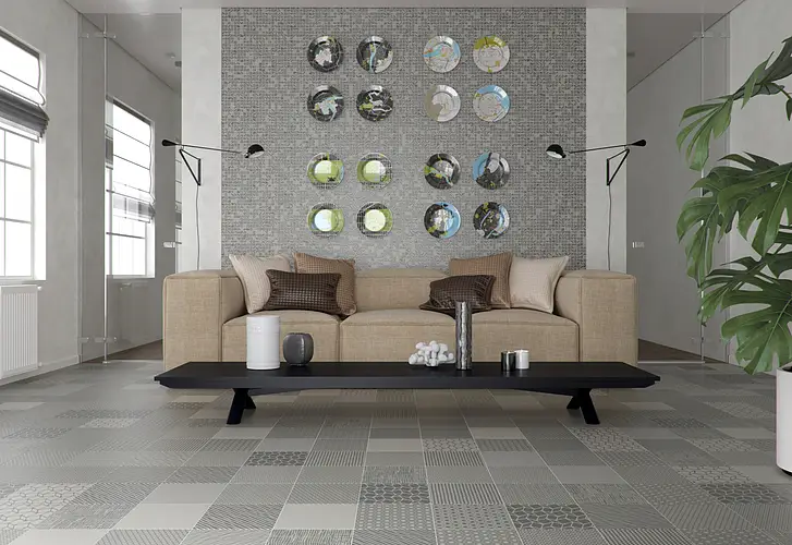 Ceramic Tiles. Manufacturer Settecento color gray and black