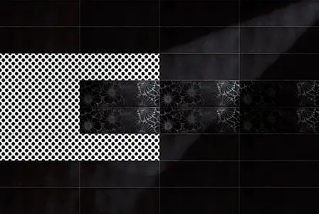 Colore nero, Piastrella di fondo, Gres porcellanato smaltato, 24x72 cm, Superficie opaca