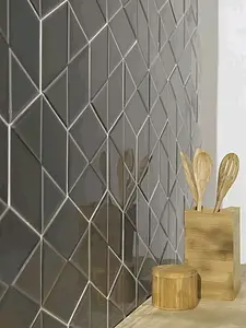 Background tile, Effect unicolor, Color grey, Ceramics, 15.5x17.8 cm, Finish glossy