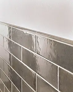 Bakgrundskakel, Textur enfärgad, Färg grå, Glaserad granitkeramik, 7.5x30 cm, Yta blank
