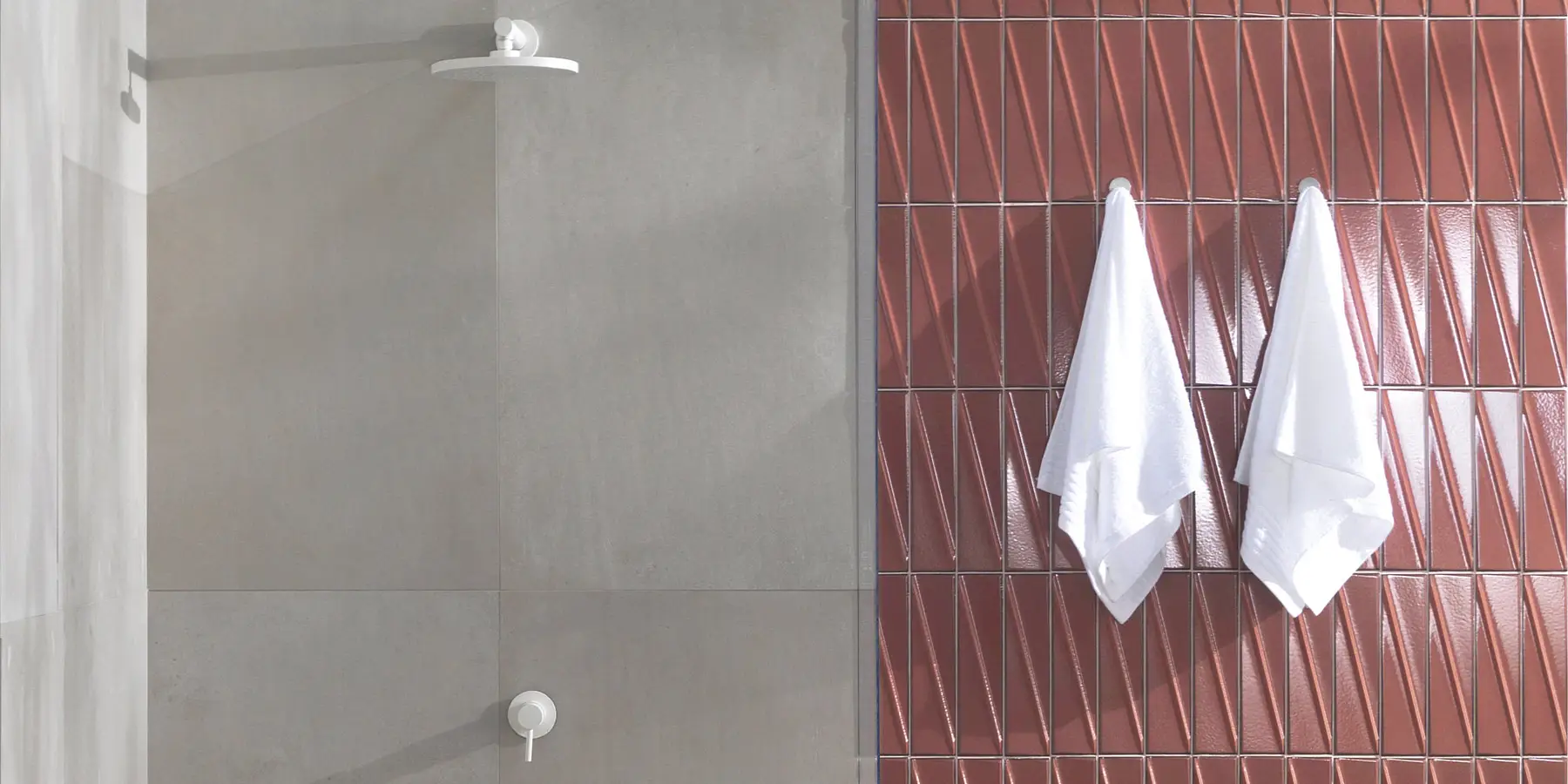 Background tile, Color red, Glazed porcelain stoneware, 7.6x30.5 cm, Finish glossy