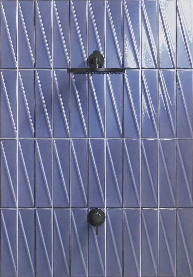 Background tile, Color navy blue, Glazed porcelain stoneware, 7.6x30.5 cm, Finish glossy