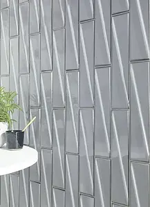 Background tile, Effect unicolor, Color grey, Glazed porcelain stoneware, 7.6x30.5 cm, Finish glossy