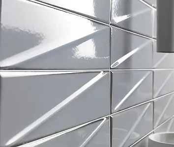Hintergrundfliesen, Optik unicolor, Farbe graue, Glasiertes Feinsteinzeug, 7.6x30.5 cm, Oberfläche glänzende