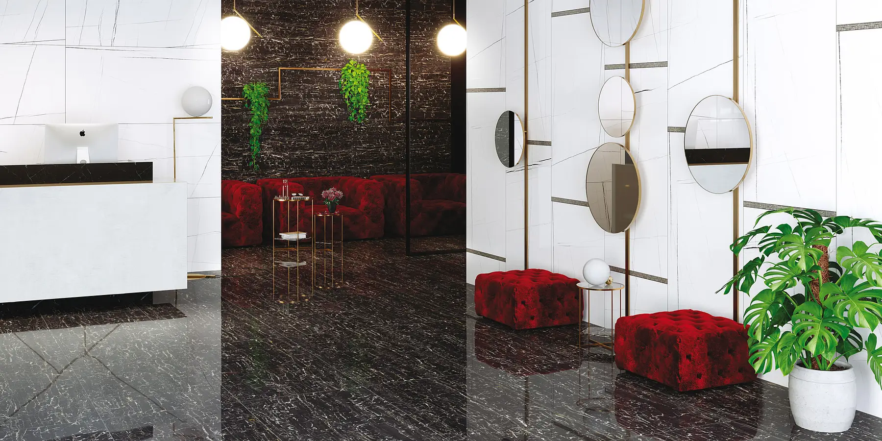 Background tile, Effect other marbles, Color white, Glazed porcelain stoneware, 60x120 cm, Finish polished