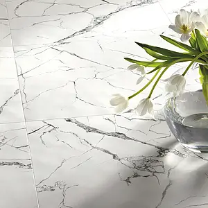 Background tile, Effect stone,other marbles, Color white, Glazed porcelain stoneware, 60x60 cm, Finish antislip
