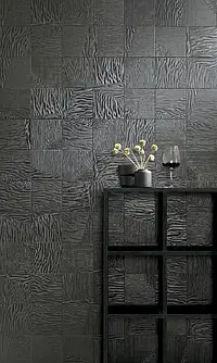 Bakgrunnsflis, Farge svart, Stil håndlaget,designer, Glasert porselenssteintøy, 16.3x16.3 cm, Overflate sklisikker