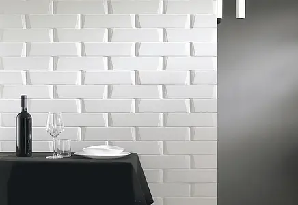 Background tile, Effect unicolor, Color white, Ceramics, 7.5x30 cm, Finish matte