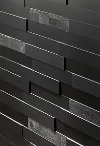 Grundflise, Farve sort, Glaseret porcelænsstentøj, 5.8x23.8 cm, Overflade mat