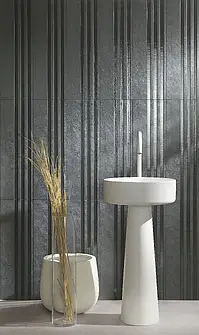 Background tile, Effect fabric,unicolor, Color black, Glazed porcelain stoneware, 24x72 cm, Finish antislip