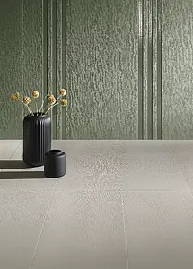 Background tile, Effect fabric,unicolor, Color green, Glazed porcelain stoneware, 24x72 cm, Finish antislip