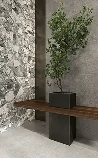 Grundflise, Effekt beton, Farve grå, Glaseret porcelænsstentøj, 60x120 cm, Overflade Sleben