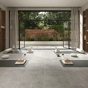 Grundflise, Effekt beton, Farve grå, Glaseret porcelænsstentøj, 60x120 cm, Overflade Sleben