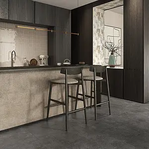 Background tile, Effect concrete, Color grey,black, Glazed porcelain stoneware, 90x90 cm, Finish Honed