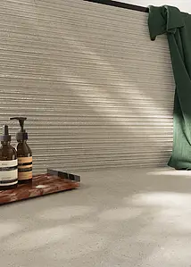 Background tile, Effect limestone, Color beige, Unglazed porcelain stoneware, 60x120 cm, Finish antislip