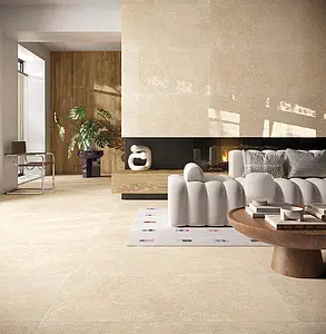 Background tile, Effect limestone, Color beige, Unglazed porcelain stoneware, 60x120 cm, Finish antislip