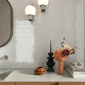 Background tile, Effect unicolor, Color white, Ceramics, 6.25x12.5 cm, Finish glossy