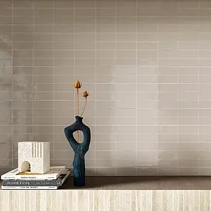 Background tile, Effect unicolor, Color beige,grey, Ceramics, 6.25x12.5 cm, Finish glossy