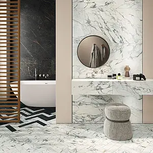 Background tile, Effect other marbles, Color white, Unglazed porcelain stoneware, 60x120 cm, Finish left_menu_relefnaya