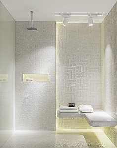 Mosaic tile, Color grey,white, Glass, 29.5x29.5 cm, Finish glossy