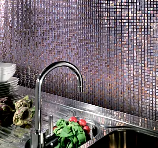 Mosaico, Colore viola, Stile lavorazione a mano, Vetro, 29.5x29.5 cm, Superficie lucida