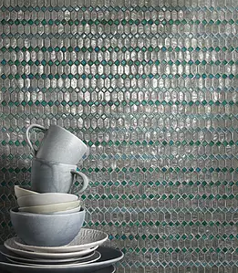 Mosaik flise, Farve grå, Glas, 30x30.4 cm, Overflade blank
