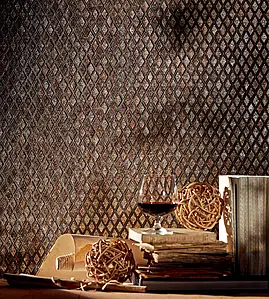 Mozaika, Kolor brązowy, Szkło, 25.9x26.6 cm, Powierzchnia błyszcząca