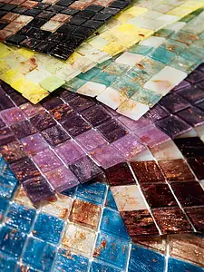 Mosaik flise, Effekt perlemor, Farve violet, Glas, 29.5x29.5 cm, Overflade blank