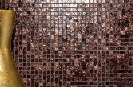Effekt perlemor, Farve brun, Mosaik flise, Glas, 29.5x29.5 cm, Overflade blank