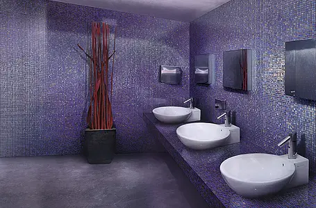 Mosaik flise, Effekt perlemor, Farve marineblå,violet, Glas, 29.5x29.5 cm, Overflade blank