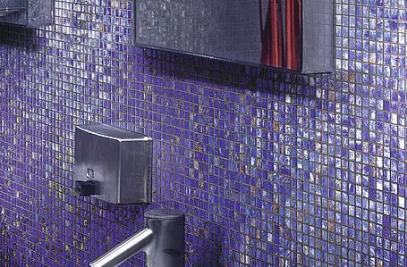 Effekt perlemor, Farve marineblå,violet, Mosaik flise, Glas, 29.5x29.5 cm, Overflade blank