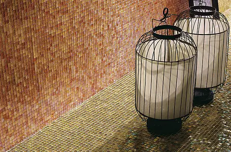 Effekt perlemor, Farve brun, Mosaik flise, Glas, 29.5x29.5 cm, Overflade skridsikker