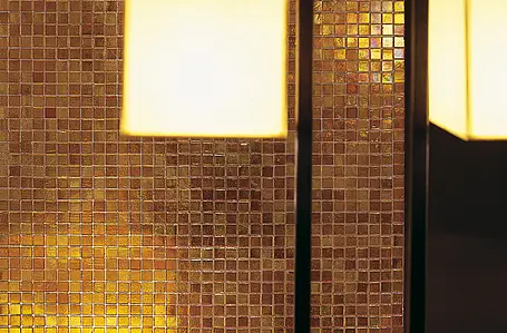 Mosaic tile, Effect mother-of-pearl, Color orange, Glass, 29.5x29.5 cm, Finish antislip