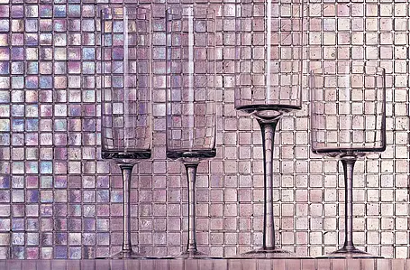 Mosaikkflis, Effekt perlemor, Farge rosa, Glass, 29.5x29.5 cm, Overflate sklisikker