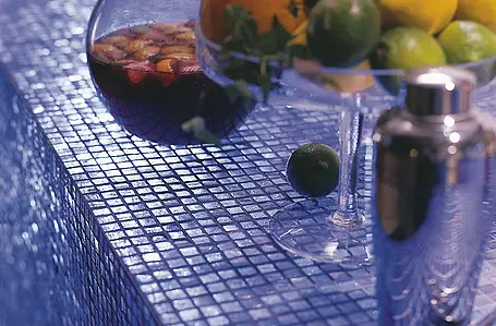 Mosaikkflis, Effekt perlemor, Farge marineblå, Glass, 29.5x29.5 cm, Overflate sklisikker