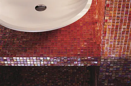 Mosaik flise, Effekt perlemor, Farve rød, Glas, 29.5x29.5 cm, Overflade skridsikker
