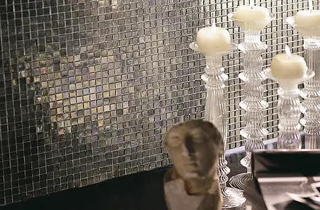 Mozaika, Efekt perły, Kolor szary, Szkło, 29.5x29.5 cm, Powierzchnia antypoślizgowa