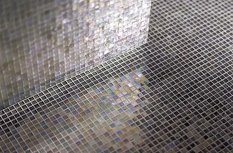 Mosaico, Efecto nácar, Color gris, Cristal, 29.5x29.5 cm, Acabado antideslizante