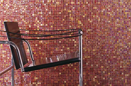 Mosaik flise, Effekt perlemor, Farve rød, Glas, 29.5x29.5 cm, Overflade skridsikker