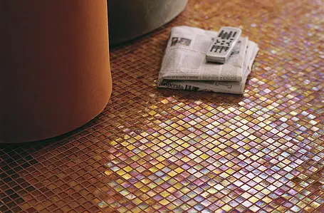 Mosaic tile, Effect mother-of-pearl, Color orange, Glass, 29.5x29.5 cm, Finish antislip