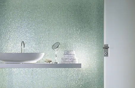Mosaic tile, Effect mother-of-pearl, Color sky blue, Glass, 29.5x29.5 cm, Finish glossy