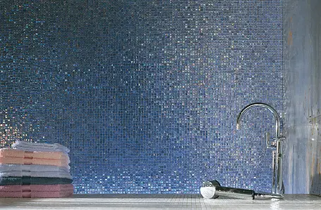 Mosaico, Effetto madreperla, Colore blu, Vetro, 29.5x29.5 cm, Superficie lucida
