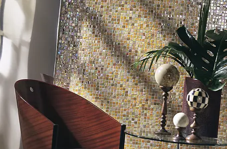 Mosaico, Efecto nácar, Color marrón, Cristal, 29.5x29.5 cm, Acabado brillo