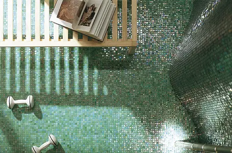 Mosaico, Effetto madreperla, Colore verde, Vetro, 29.5x29.5 cm, Superficie lucida