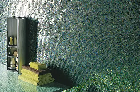 Mosaik flise, Effekt perlemor, Farve grøn, Glas, 29.5x29.5 cm, Overflade blank