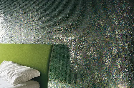 Mosaico, Efecto nácar, Color verde, Cristal, 29.5x29.5 cm, Acabado brillo