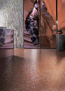 Mosaic tile, Effect mother-of-pearl, Color orange, Glass, 27.6x29.4 cm, Finish antislip