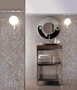 Mozaika, Efekt perły, Kolor biały, Szkło, 27.6x29.4 cm, Powierzchnia antypoślizgowa