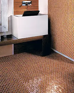 Mosaico, Efecto nácar, Color marrón, Cristal, 25.3x29.6 cm, Acabado antideslizante