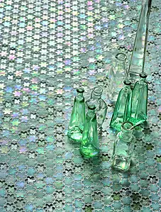 Mosaico, Efecto nácar, Color gris, Cristal, 29.3x31.6 cm, Acabado antideslizante